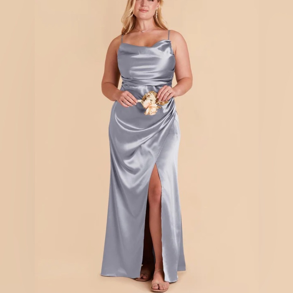 Birdy Grey Lydia Dress Dusty Blue Shiny Satin